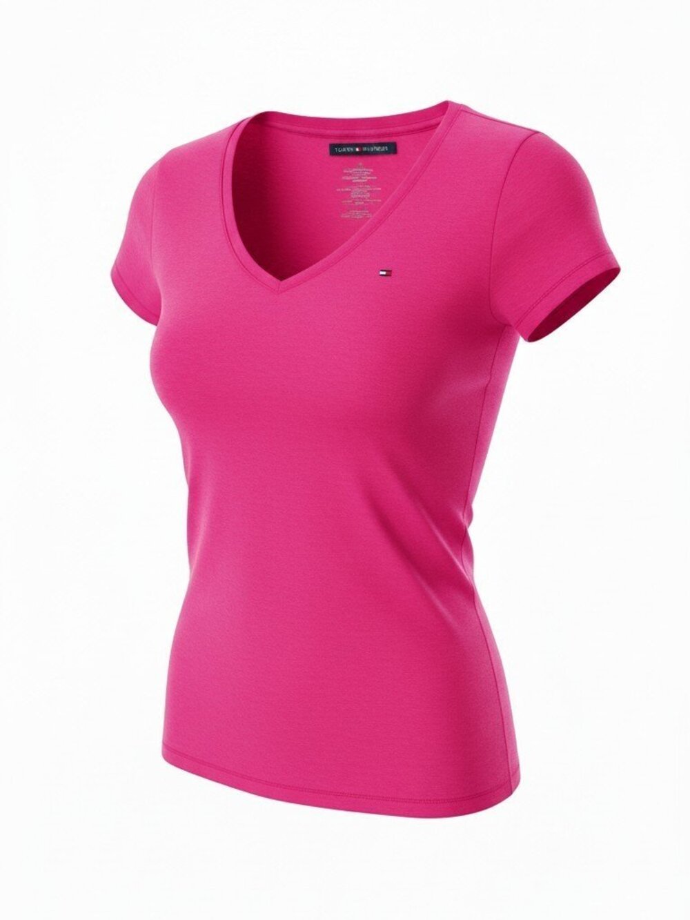 Tommy Hilfiger Women's V-Neck T-Shirt - Bright Pink/Fuchsia - Small